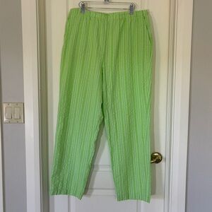 Appleseed’s Lime Green Seersucker Pants Women’s 18 Straight Leg 100% Cotton